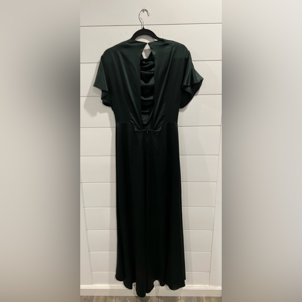 Christian Siriano green satin cowl neck gown - Picture 5 of 5